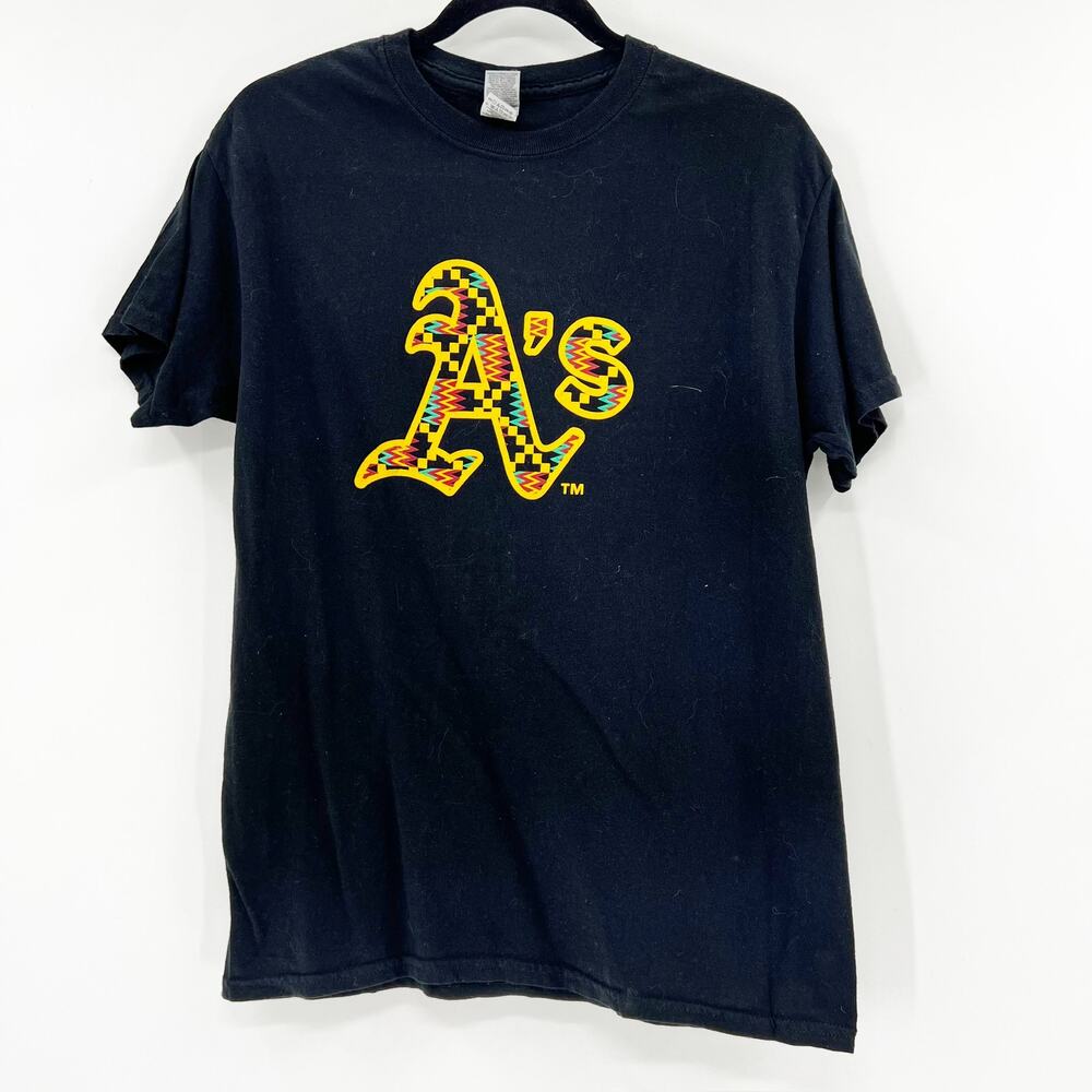 Athletics Unisex Black A's Short Sleeve Baseball T Shirt Tee Top‎ Size M